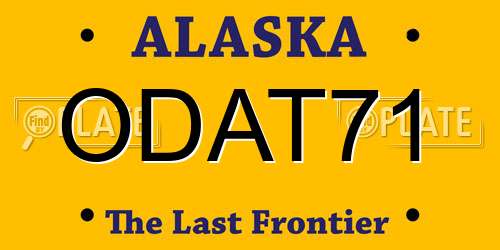 ODAT71 Alaska License Plate