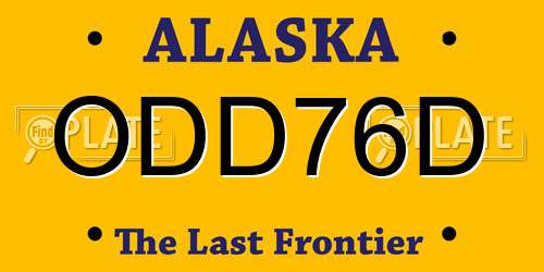 ODD76D Alaska License Plate
