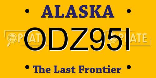 ODZ95I Alaska License Plate