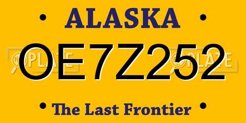 OE7Z252 Alaska License Plate
