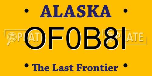OF0B8I Alaska License Plate
