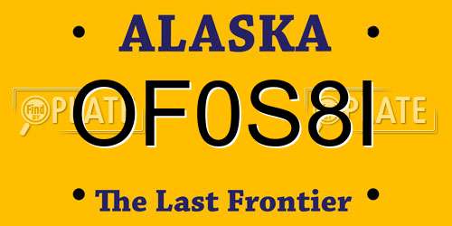 OF0S8I Alaska License Plate