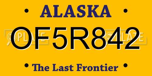 OF5R842 Alaska License Plate