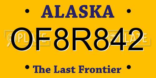 OF8R842 Alaska License Plate
