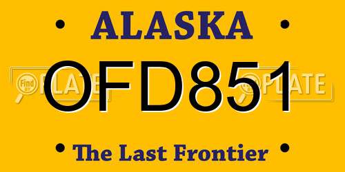 OFD851 Alaska License Plate