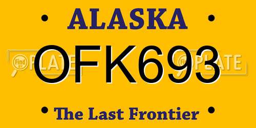 OFK693 Alaska License Plate