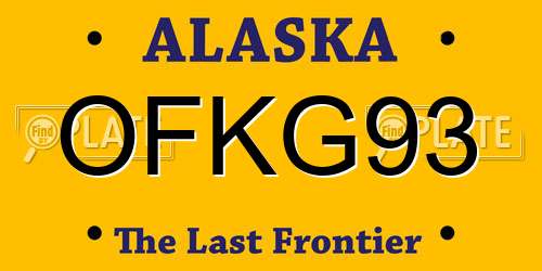 OFKG93 Alaska License Plate