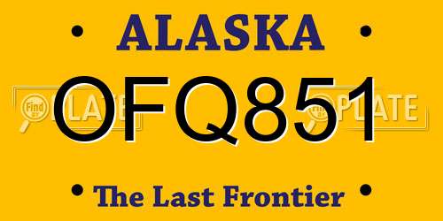OFQ851 Alaska License Plate
