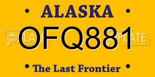 OFQ881 Alaska License Plate