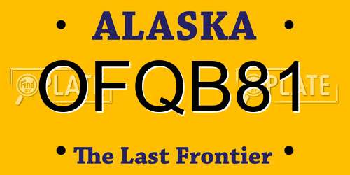 OFQB81 Alaska License Plate