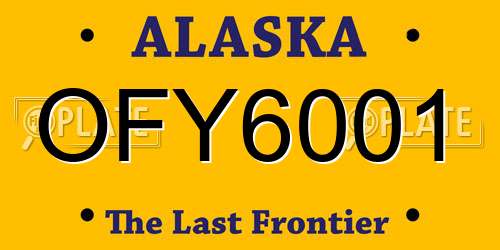 OFY6001 Alaska License Plate