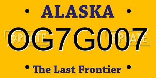 OG7G007 Alaska License Plate