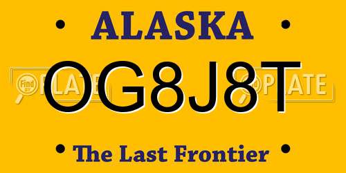 OG8J8T Alaska License Plate