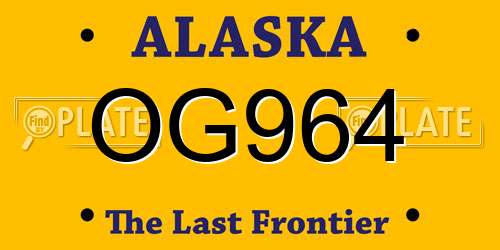 OG964 Alaska License Plate