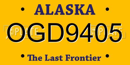 OGD9405 Alaska License Plate