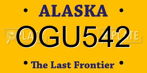 OGU542 Alaska License Plate