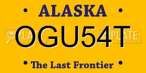 OGU54T Alaska License Plate