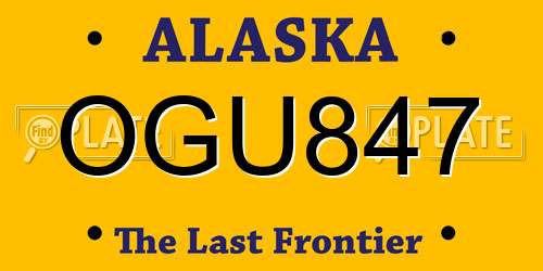 OGU847 Alaska License Plate