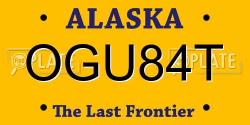 OGU84T Alaska License Plate