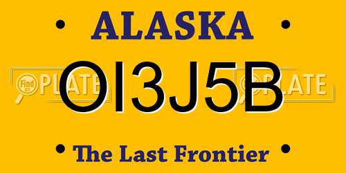 OI3J5B Alaska License Plate