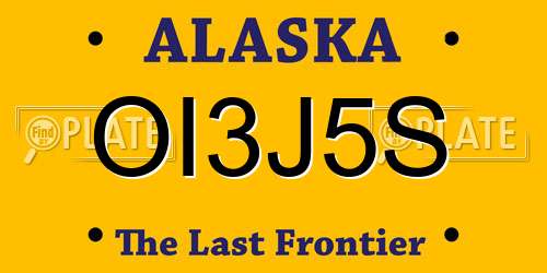 OI3J5S Alaska License Plate