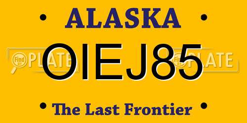 OIEJ85 Alaska License Plate
