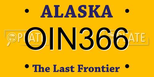 OIN366 Alaska License Plate