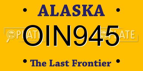 OIN945 Alaska License Plate