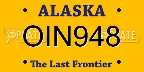 OIN948 Alaska License Plate
