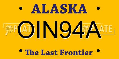 OIN94A Alaska License Plate