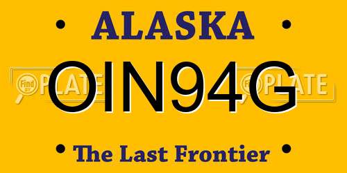 OIN94G Alaska License Plate