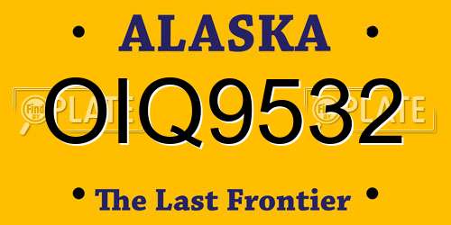 OIQ9532 Alaska License Plate