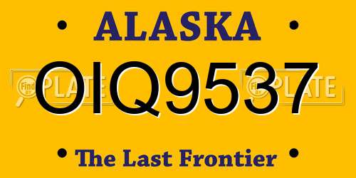 OIQ9537 Alaska License Plate
