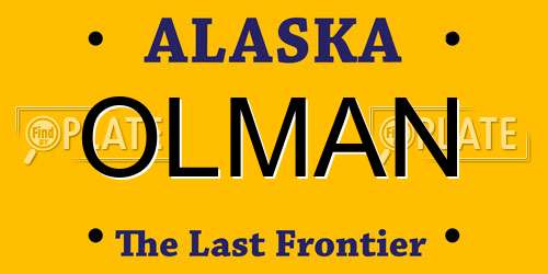 OLMAN Alaska License Plate