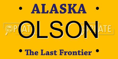 OLSON Alaska License Plate
