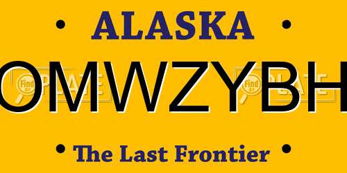 OMWZYBH Alaska License Plate