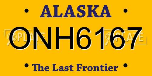 ONH6167 Alaska License Plate