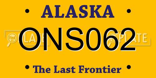 ONS062 Alaska License Plate