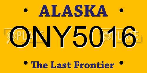 ONY5016 Alaska License Plate
