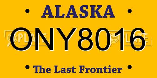 ONY8016 Alaska License Plate