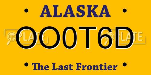 OO0T6D Alaska License Plate