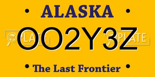 OO2Y3Z Alaska License Plate