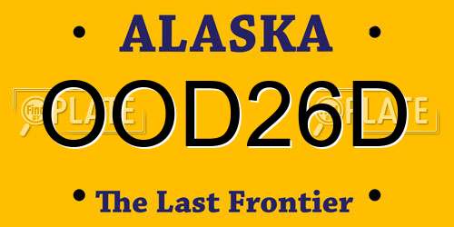 OOD26D Alaska License Plate