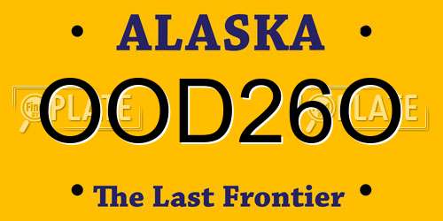 OOD26O Alaska License Plate
