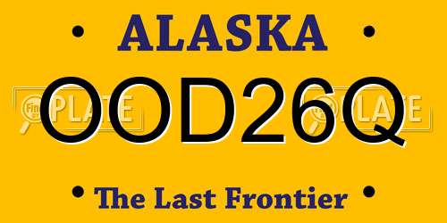 OOD26Q Alaska License Plate