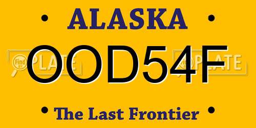 OOD54F Alaska License Plate