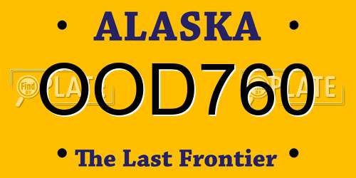 OOD760 Alaska License Plate
