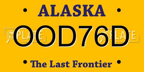 OOD76D Alaska License Plate