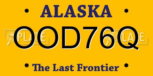 OOD76Q Alaska License Plate
