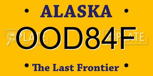 OOD84F Alaska License Plate